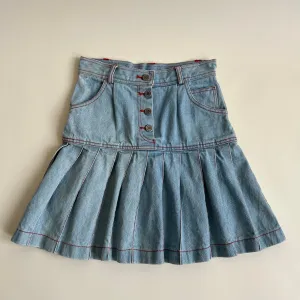 00s denim pleated mini flare skirt (XS)