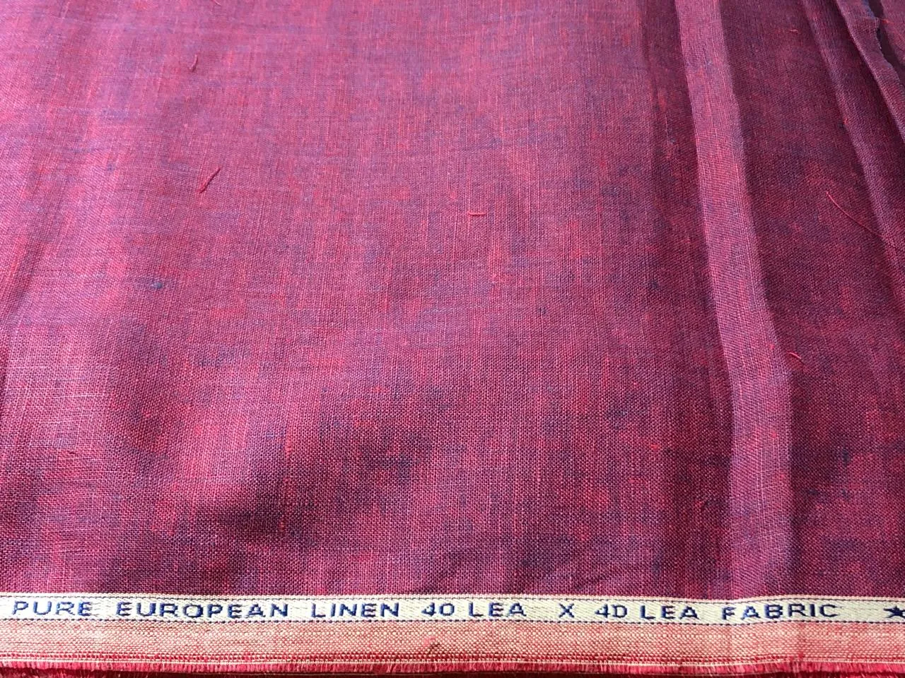100% linen  40 LEA 58" wide available in 7 colors BRICK RED/INK BLUE/MOSS GREEN/BROWN/BLACK/PINKISH REDXBLUE/SAND/DARK MUSTARD AND HUNTER GREEN