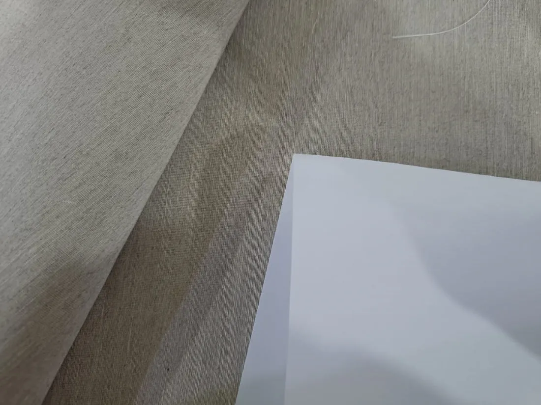 100% linen satin fabric natural cream 44" wide [12612]
