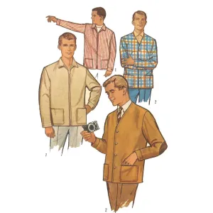 1960s Pattern, Men's Casual Zip & Button Jackets - Multi-sizes