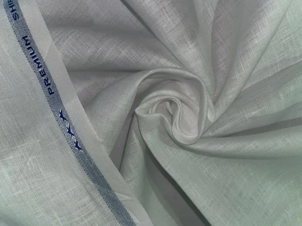 70 lea X 70 LEA White pure 100% EUROPEAN linen fabric PREMIUM SHIRTING 58 inch wide Dyeable