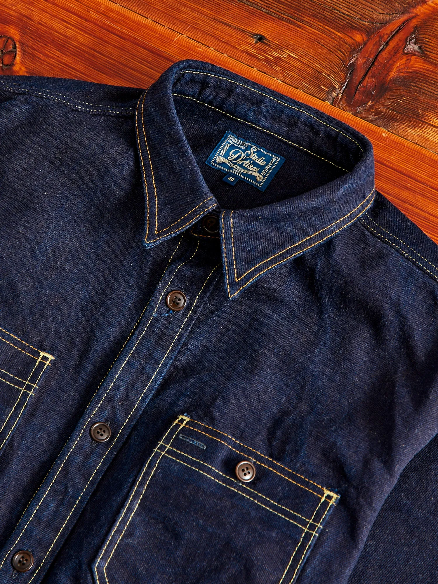 Aishibuzome Selvedge Denim Work Shirt in Indigo