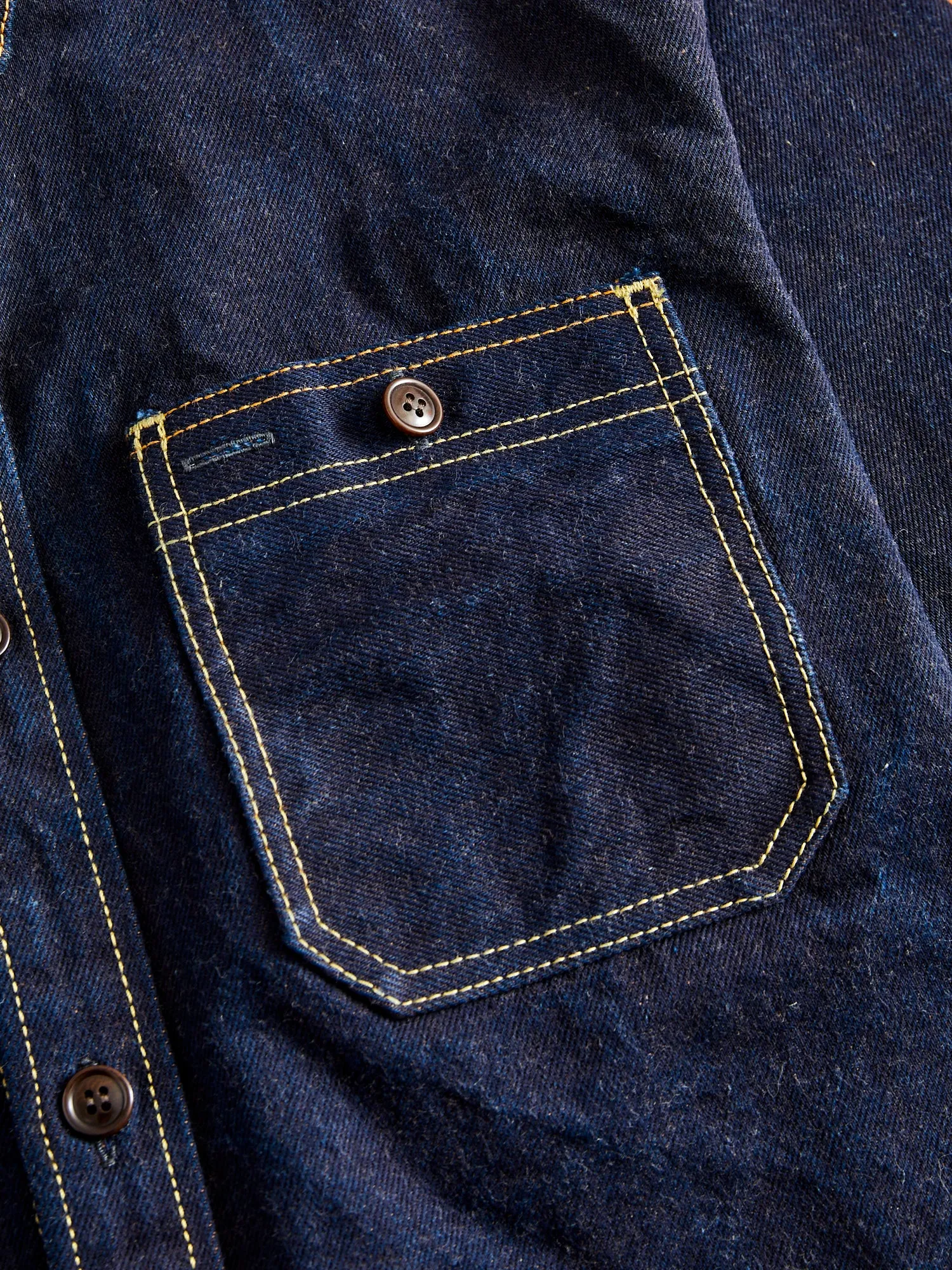 Aishibuzome Selvedge Denim Work Shirt in Indigo