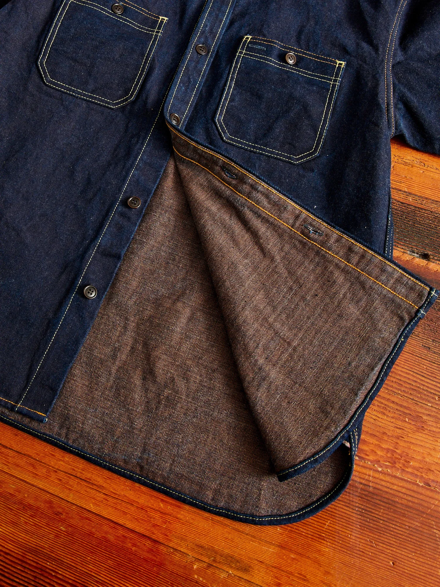 Aishibuzome Selvedge Denim Work Shirt in Indigo