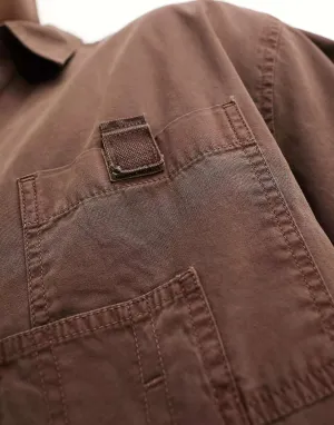 ASOS Oversized Canvas Shirt in Brown