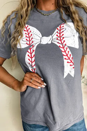 Baseball Coquette Gray Graphic Tee