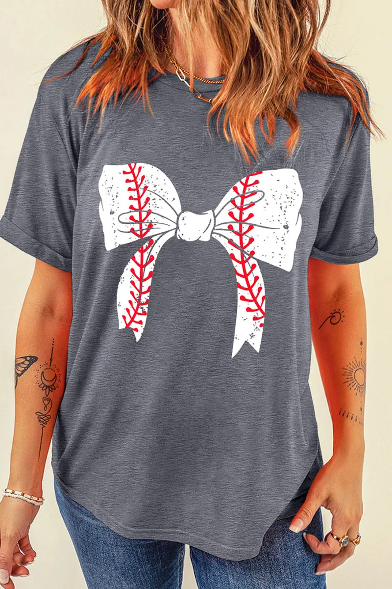 Baseball Coquette Gray Graphic Tee