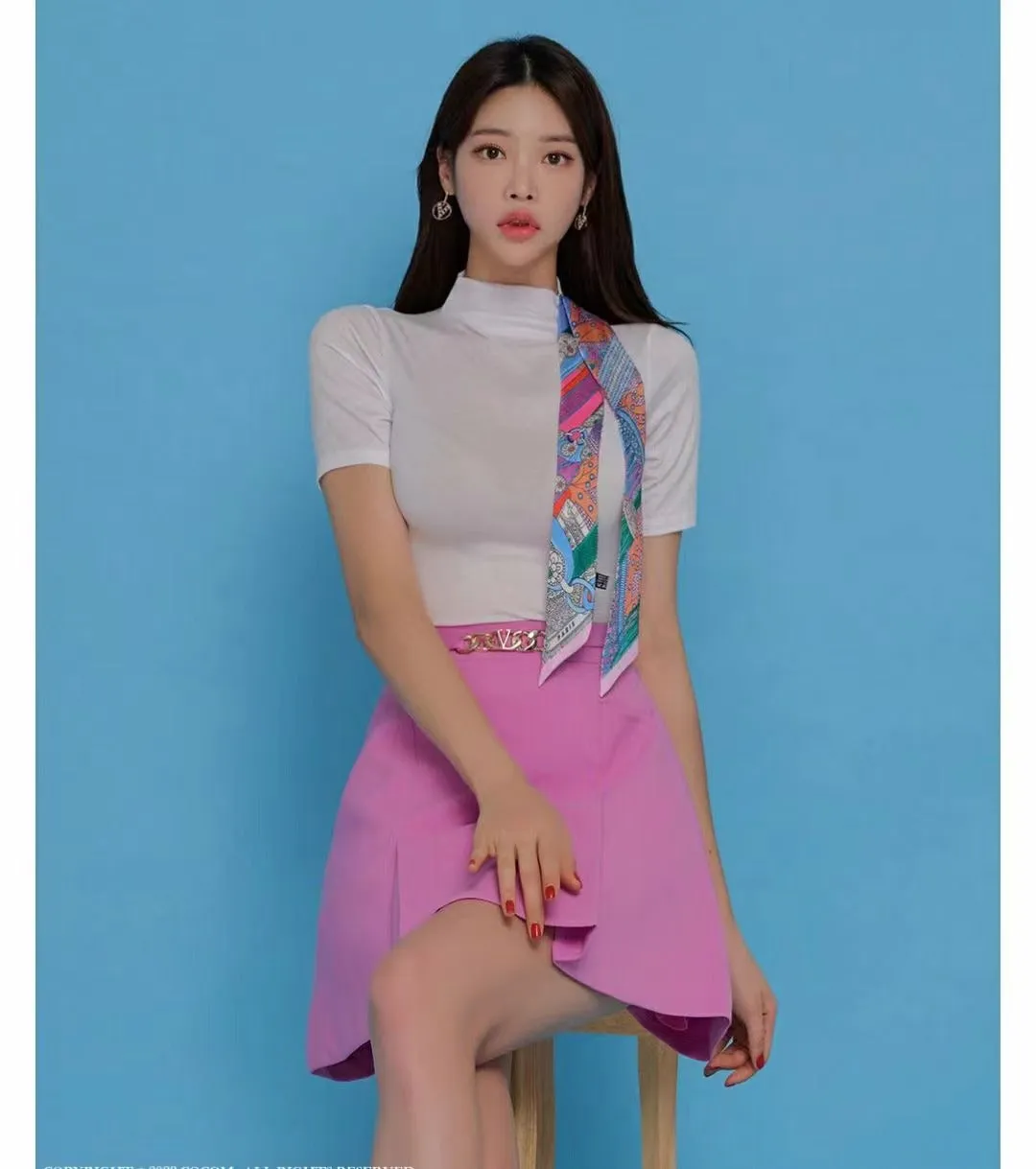 Basic Turtleneck Shortsleeves Stretchy Top