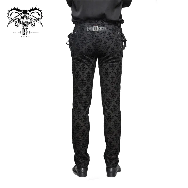 Black Flocking Pants w/ Side Lace Detail
