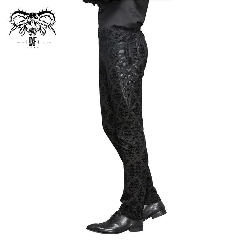 Black Flocking Pants w/ Side Lace Detail