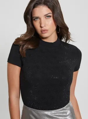 Black Logo Mock Neck T-Shirt