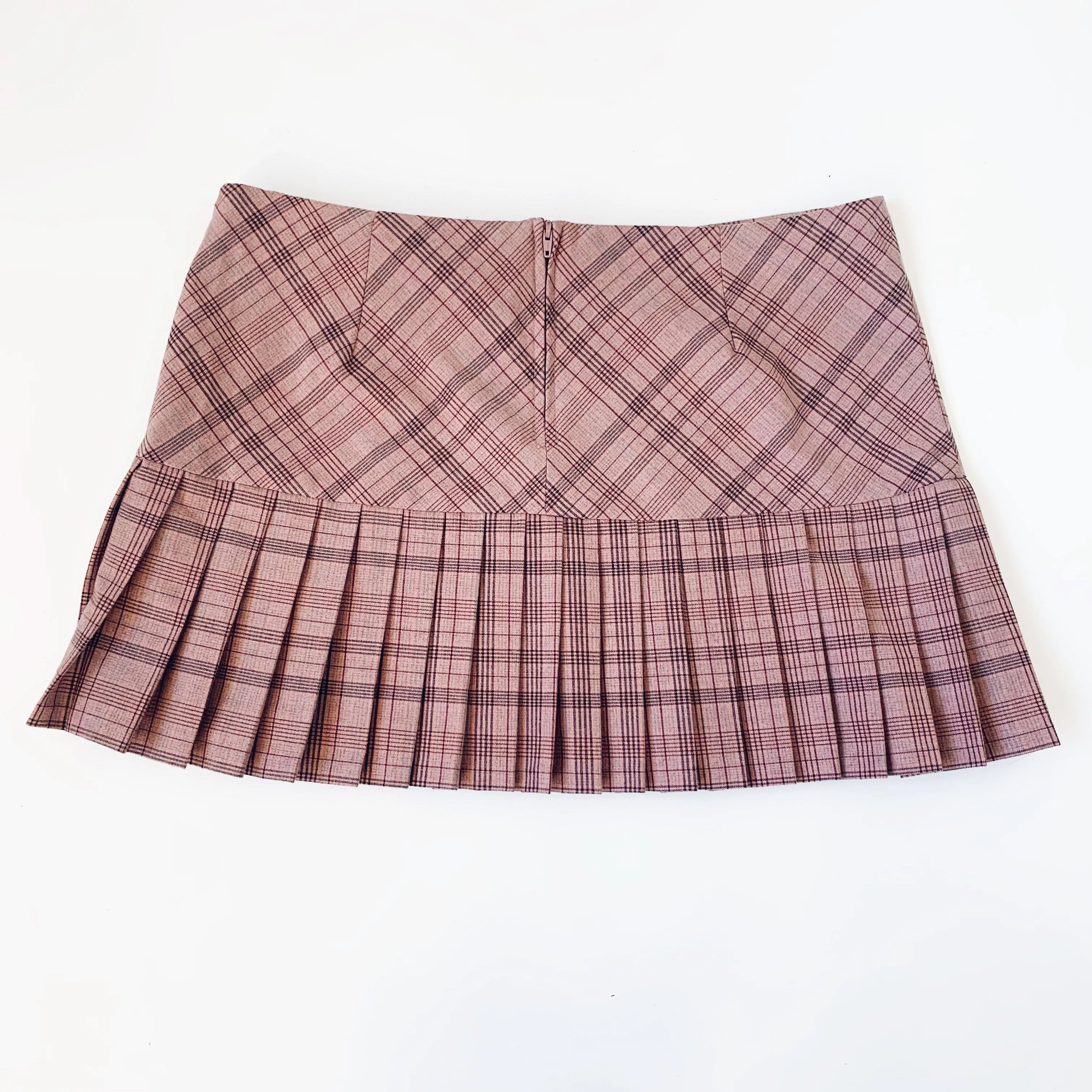 Blush Pink Plaid Mini Skirt