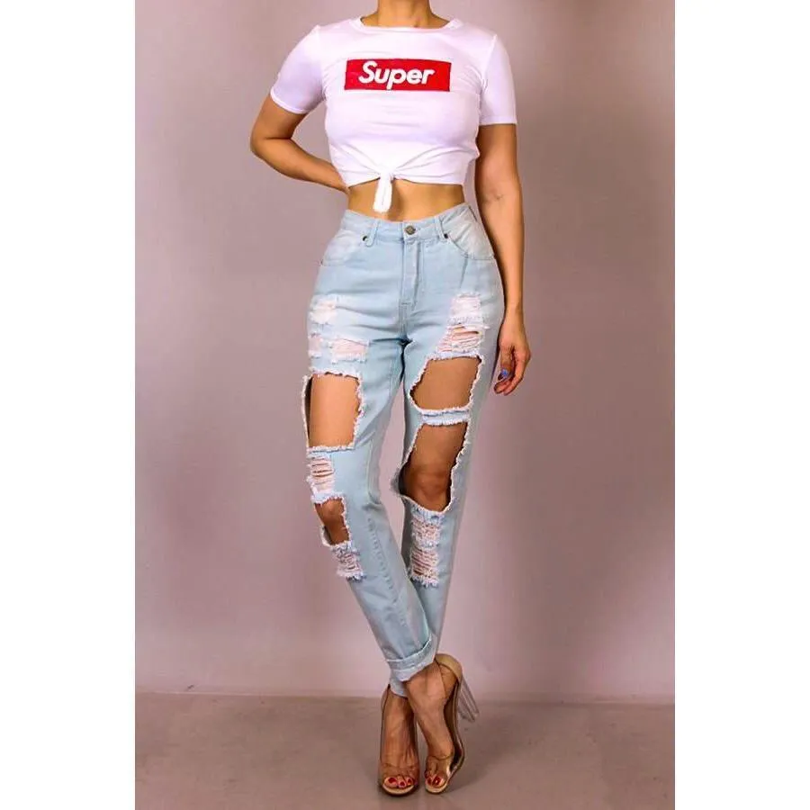 BOYFRIEND DISTRESSED JEANS
