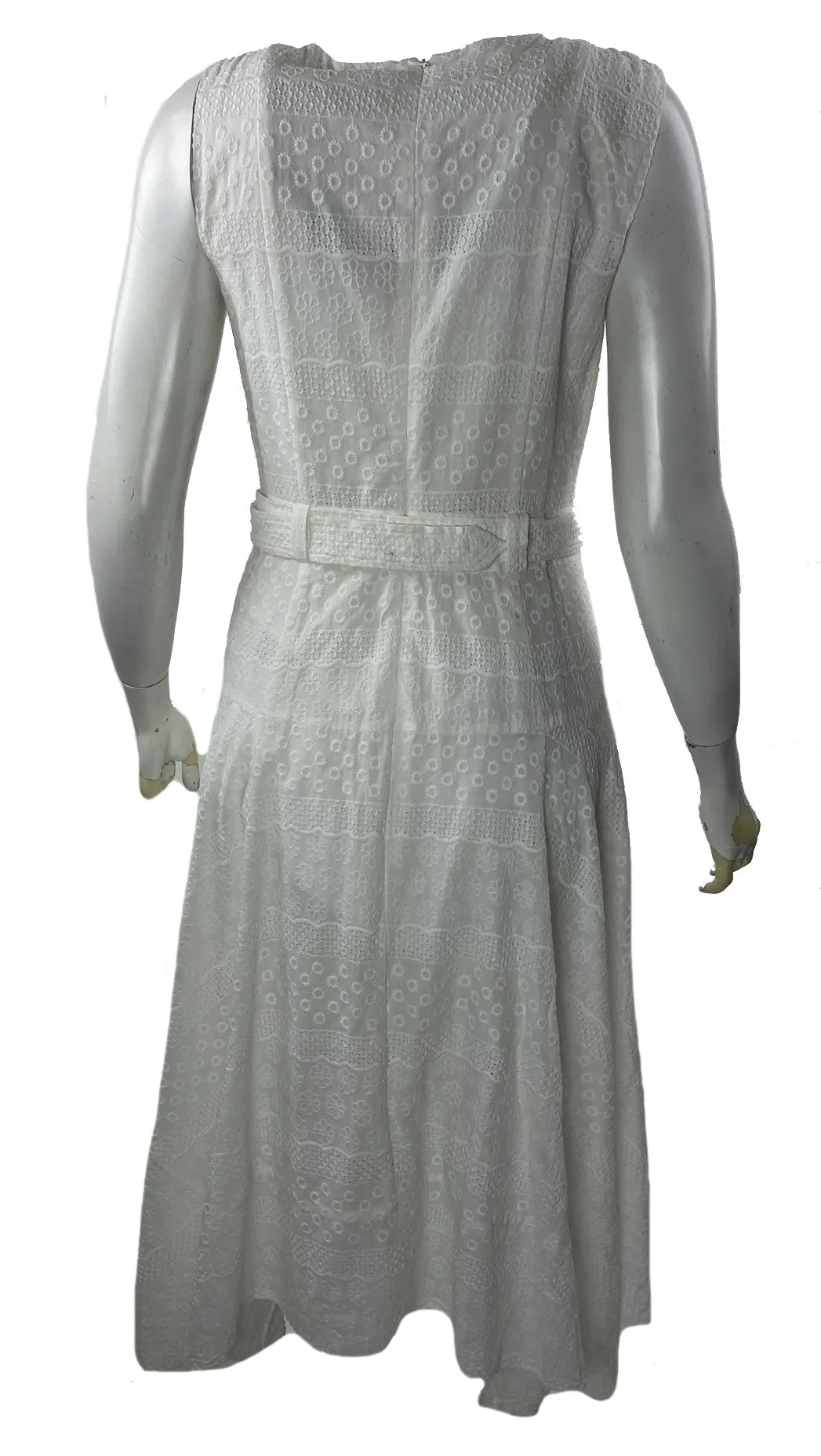 Calvin Klein Women's Eyelet Handkerchief Hem Sleeveless Dress White