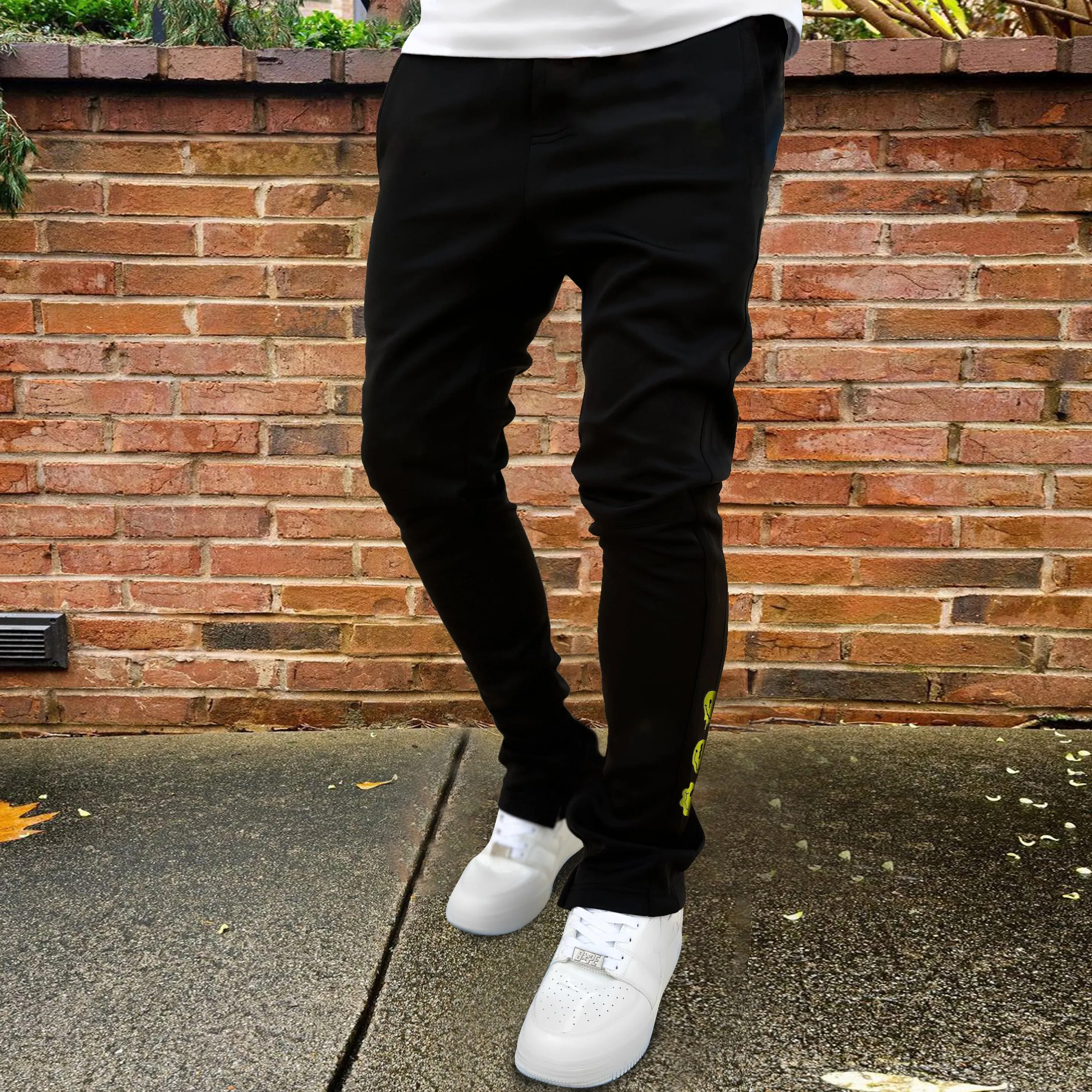 Casual smiley print loose-fitting sports trousers
