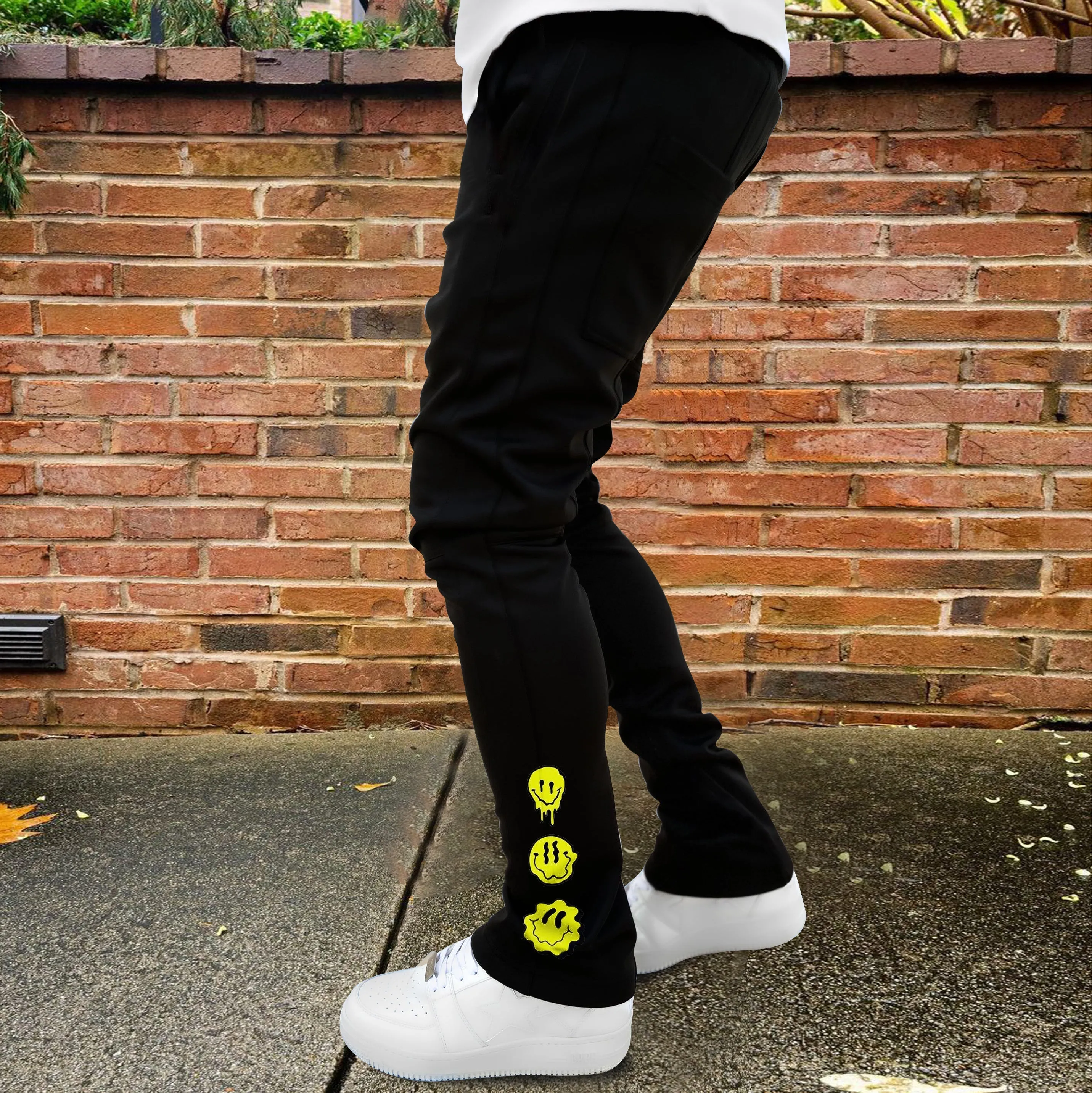 Casual smiley print loose-fitting sports trousers