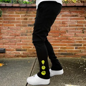 Casual smiley print loose-fitting sports trousers