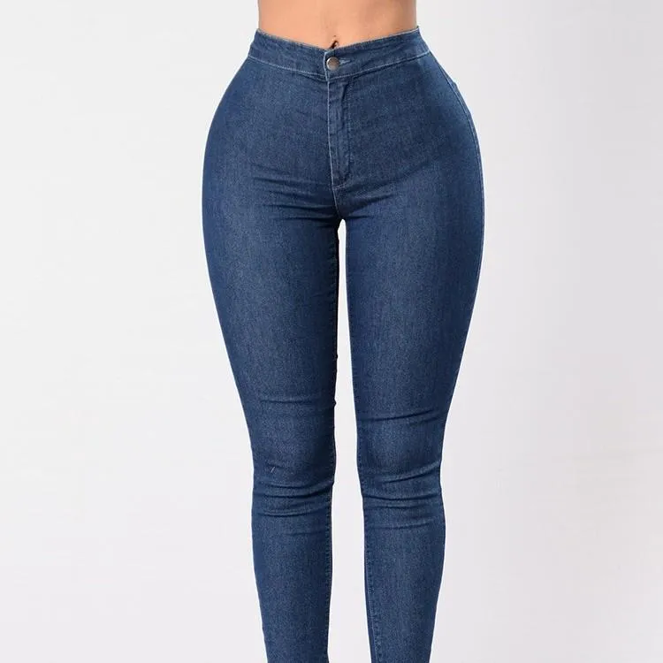 Casual Solid Color High waist Jeans