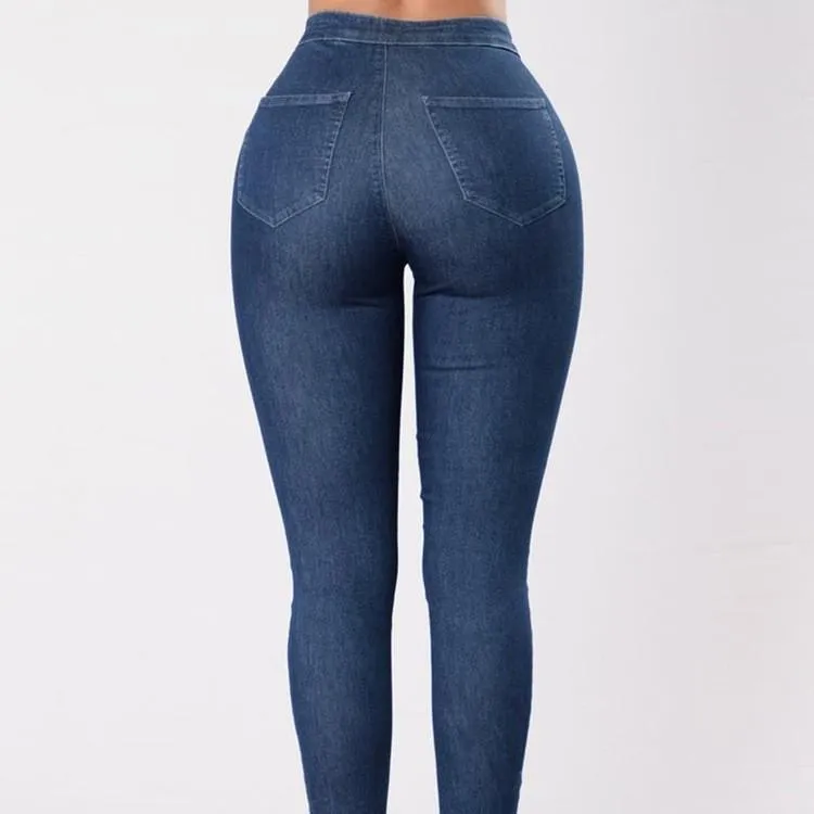 Casual Solid Color High waist Jeans