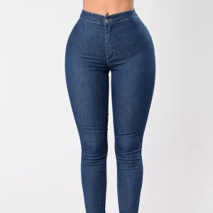 Casual Solid Color High waist Jeans