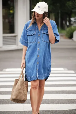 Ceres Life Relaxed Shirt Dress - Fresh Indigo