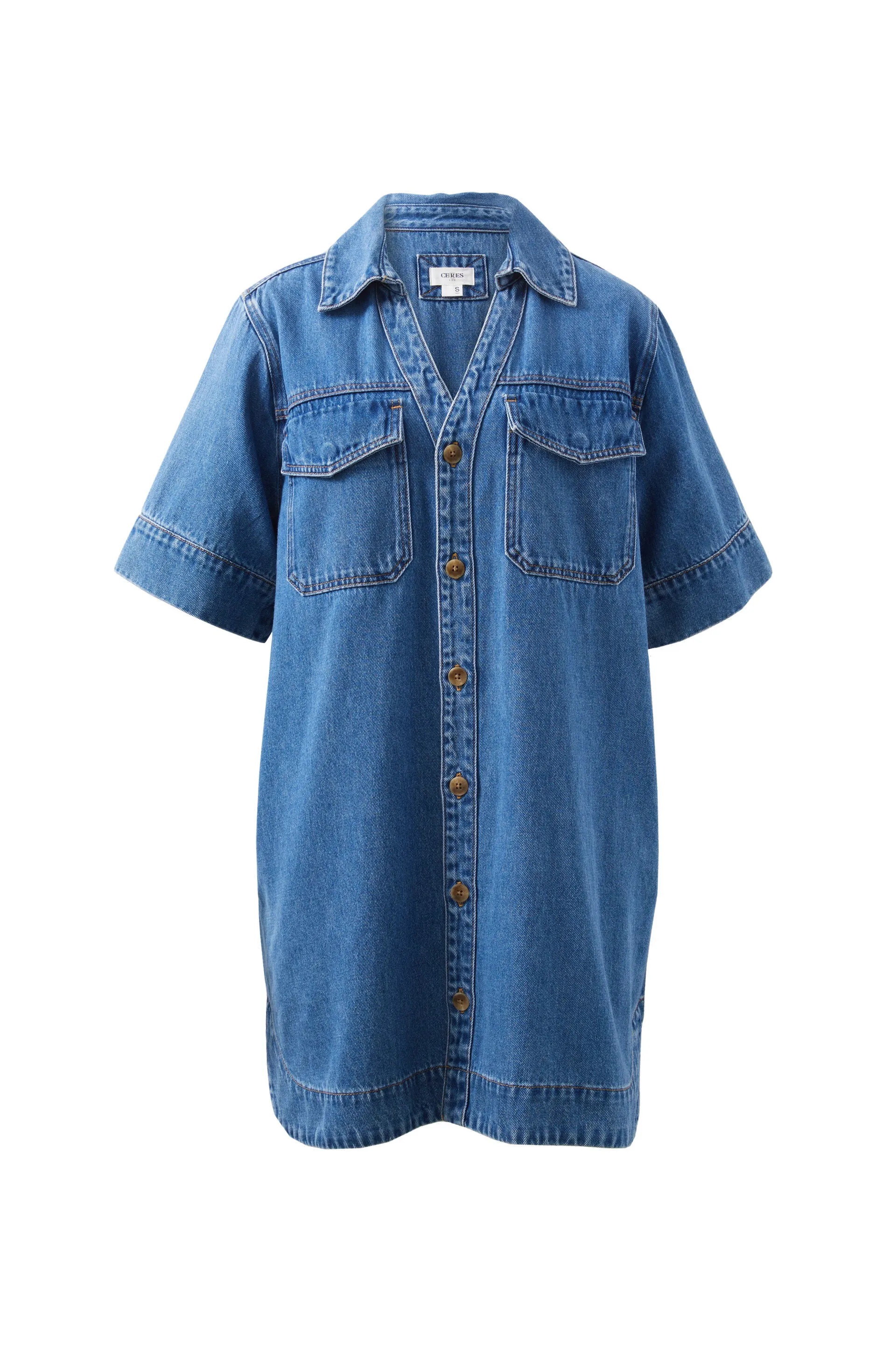 Ceres Life Relaxed Shirt Dress - Fresh Indigo