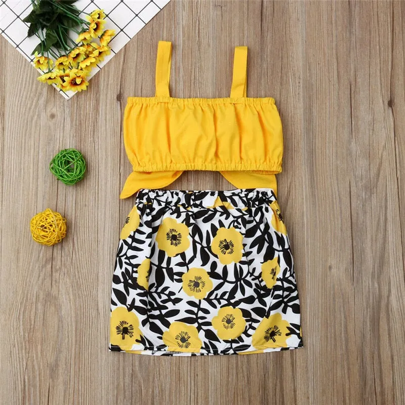 Cute Vest Tops and Flower Print Skirt