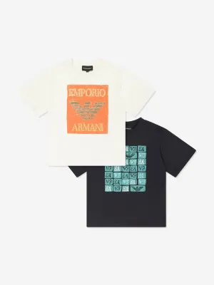 Emporio Armani Boys 2 Pack T-Shirt Set in Multicolour