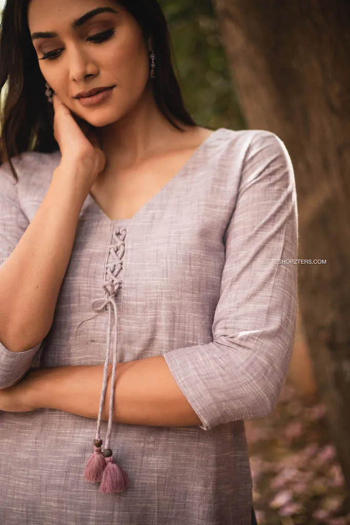 Fresh Lilac Cotton Kurta Set with Dupatta
