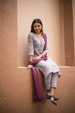 Fresh Lilac Cotton Kurta Set with Dupatta