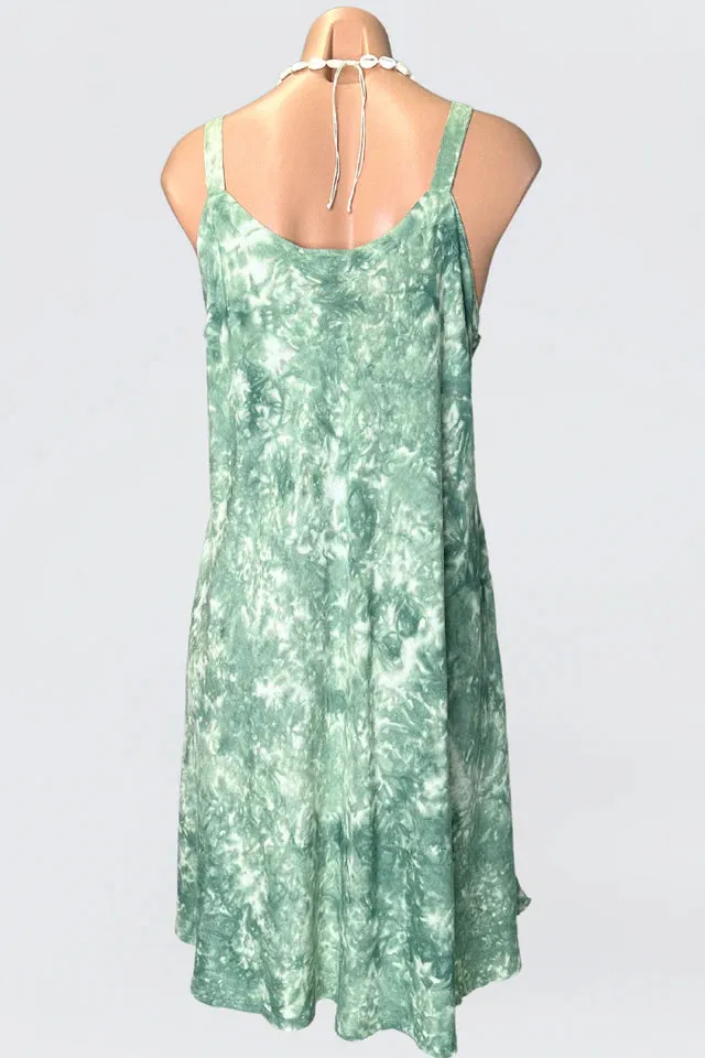 Go Girl Margo Wide Strap Tie Dye Dress Coral S