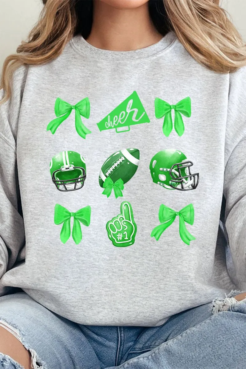 Green Blitz And Bows Heavy-weight Crew Sweatshirt