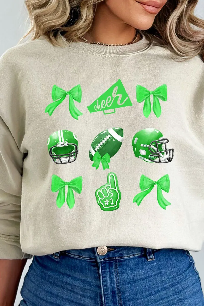Green Blitz And Bows Heavy-weight Crew Sweatshirt