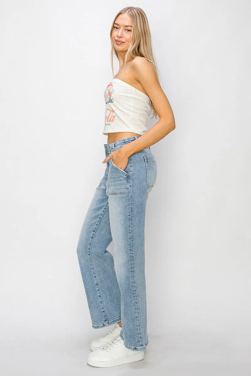 Havana High Rise Ankle Flare Pocket Jean • Light Denim