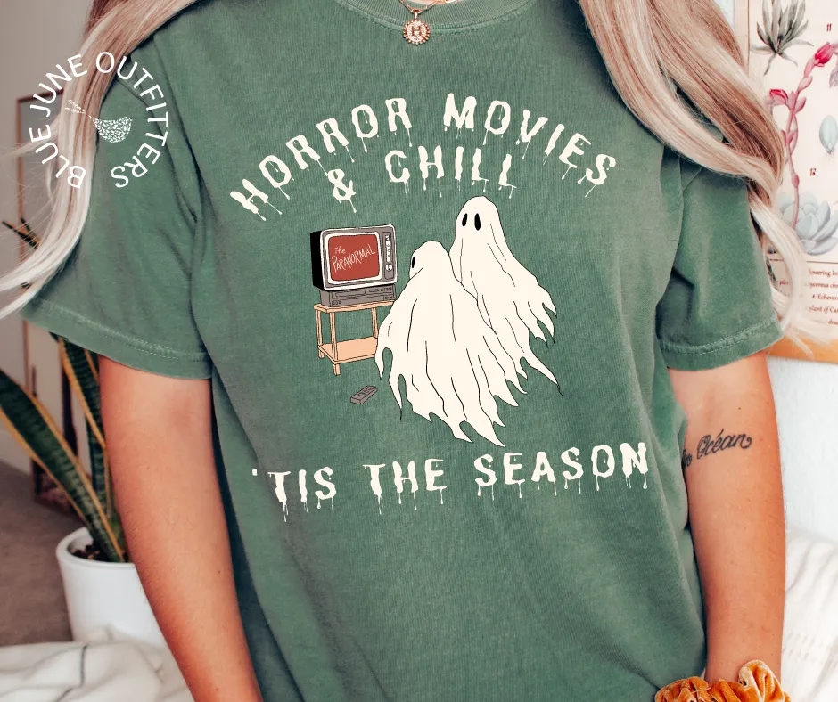 Horror Movies & Chill | Comfort Colors Halloween Tee