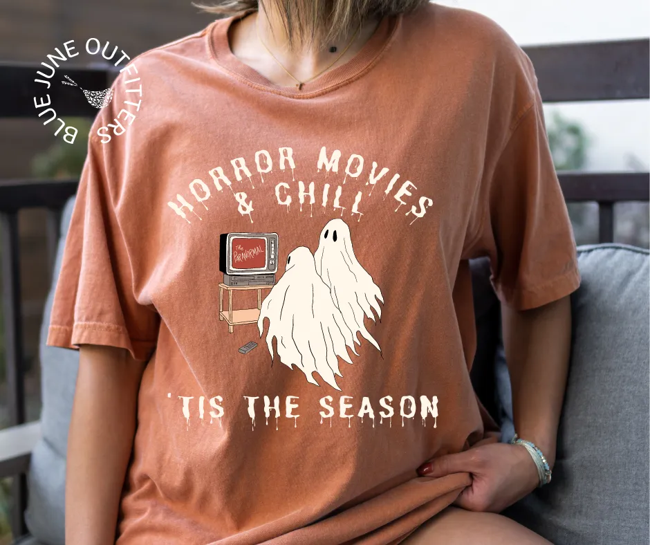 Horror Movies & Chill | Comfort Colors Halloween Tee