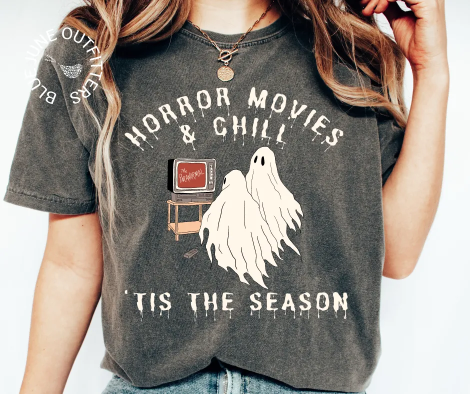 Horror Movies & Chill | Comfort Colors Halloween Tee