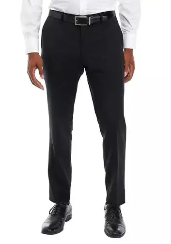Hugo Boss Mens Genius Slim Fit Wool Suit Dress Pants 34 Black Wool
