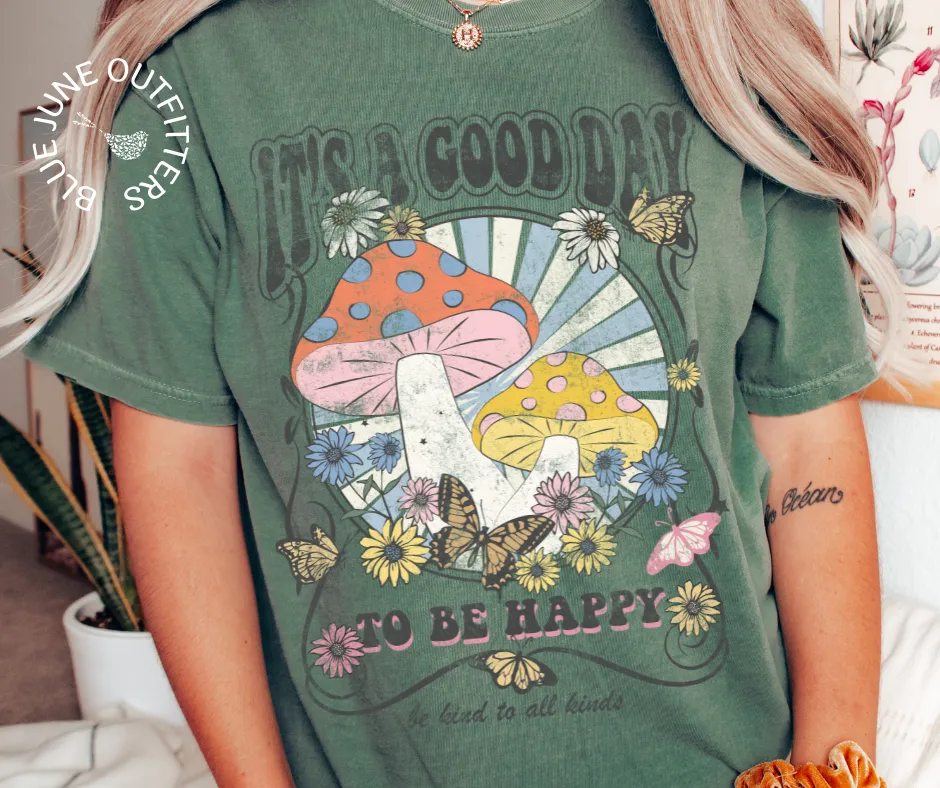 It's A Good Day Groovy Mushroom | Comfort Colors Tee