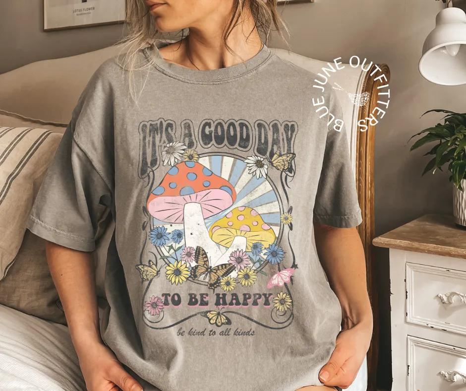 It's A Good Day Groovy Mushroom | Comfort Colors Tee