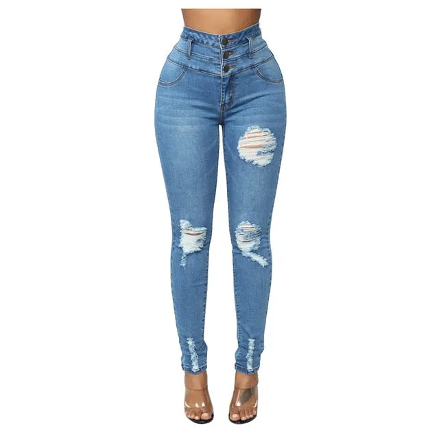 Jeans Woman Casual Skinny Jeans Pocket High Waist Jeans Denim Harem Pants Trousers Jean Taille Haute Femme #js5