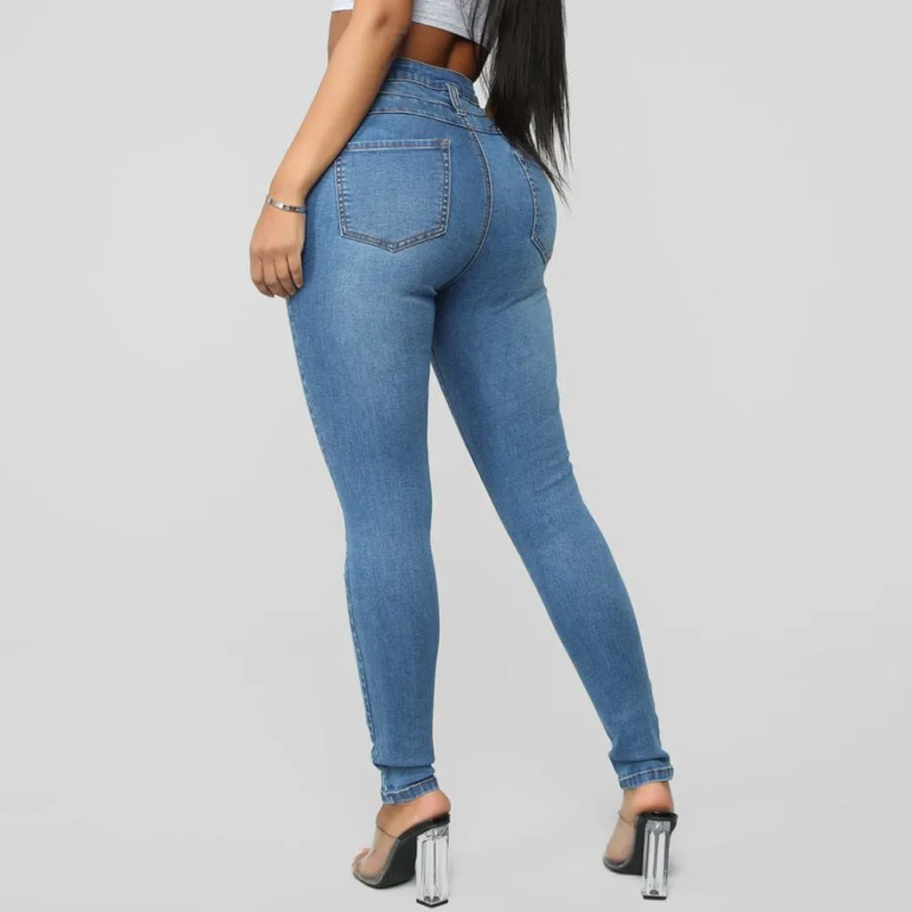 Jeans Woman Casual Skinny Jeans Pocket High Waist Jeans Denim Harem Pants Trousers Jean Taille Haute Femme #js5