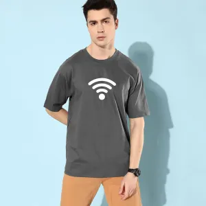 Jupiter Men's Oversized Off Shoulder Wifi Print Tee Shirt