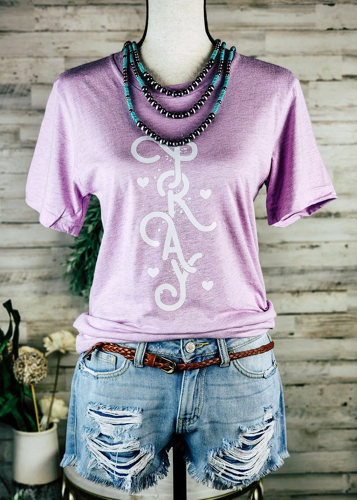 Lilac Pray Short Sleeve Graphic Tee