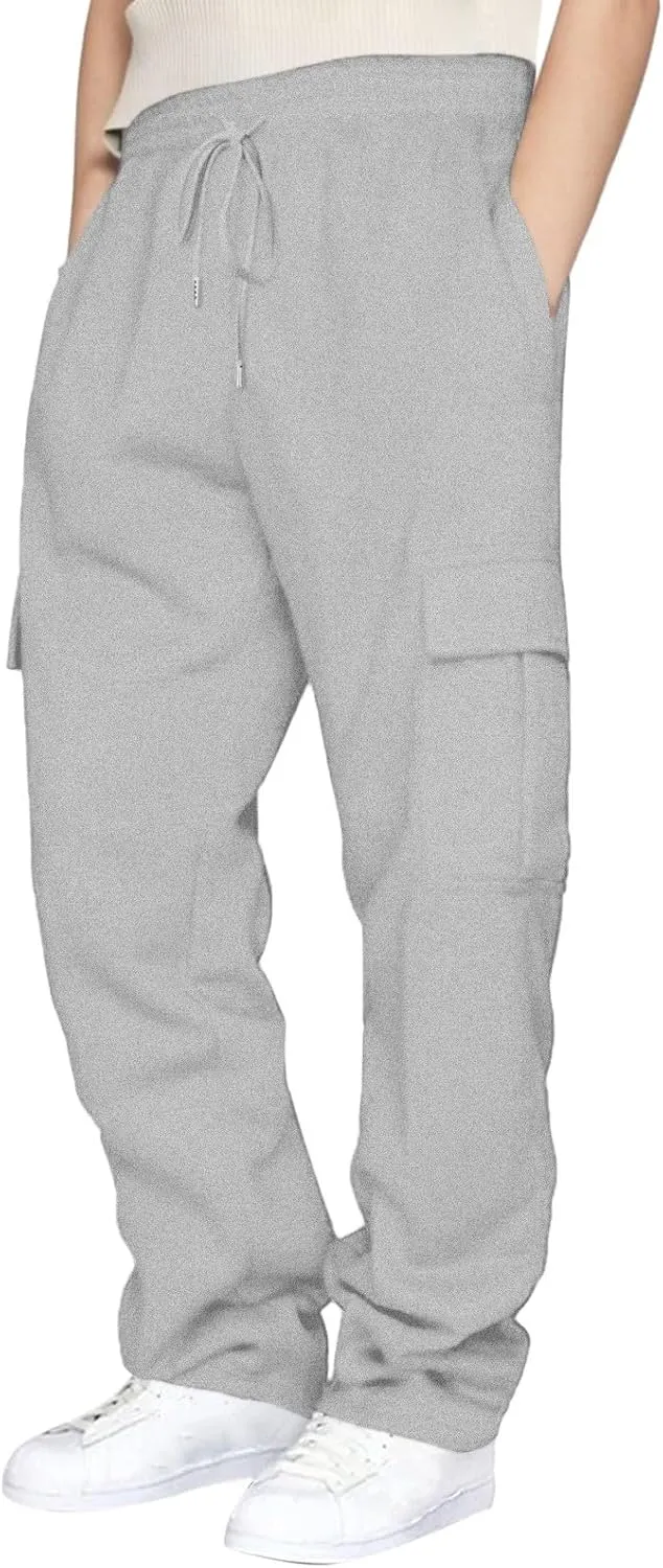 Linen Pants for Men Solid Color Casual Zipper Pocket Colorblock Loose Comfy Sweatpants Trousers for Men Green