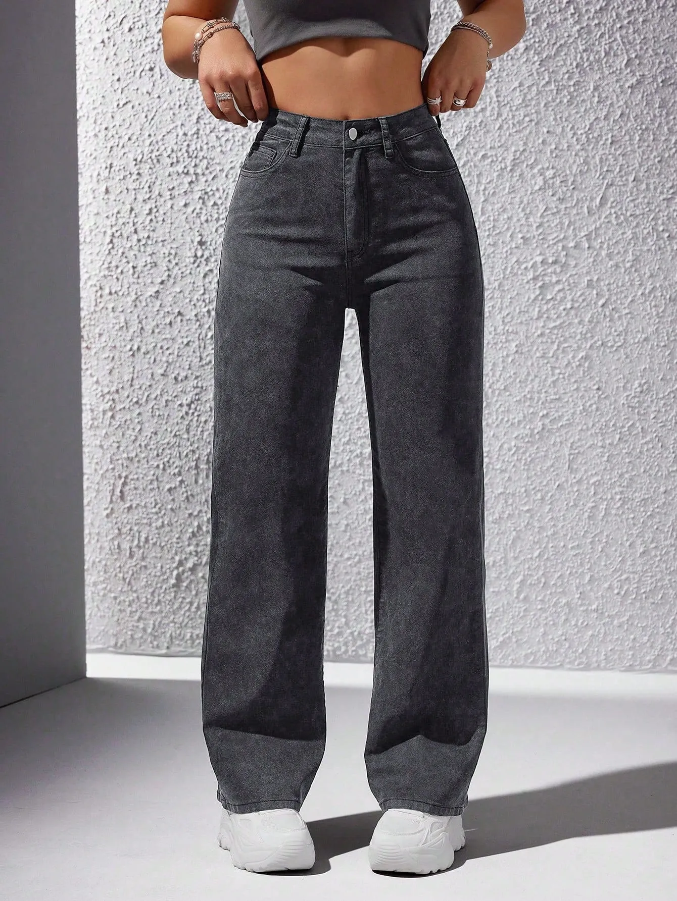 MOOSTA Casual Washed Straight Leg Jeans