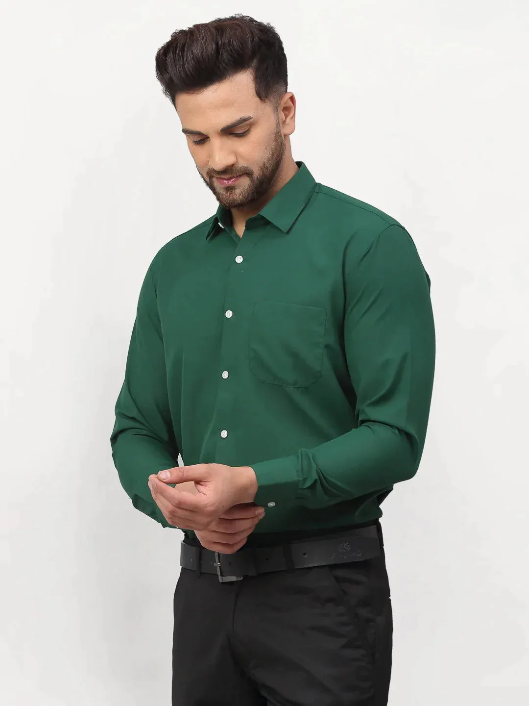 Olive Men'S Solid Formal Shirts