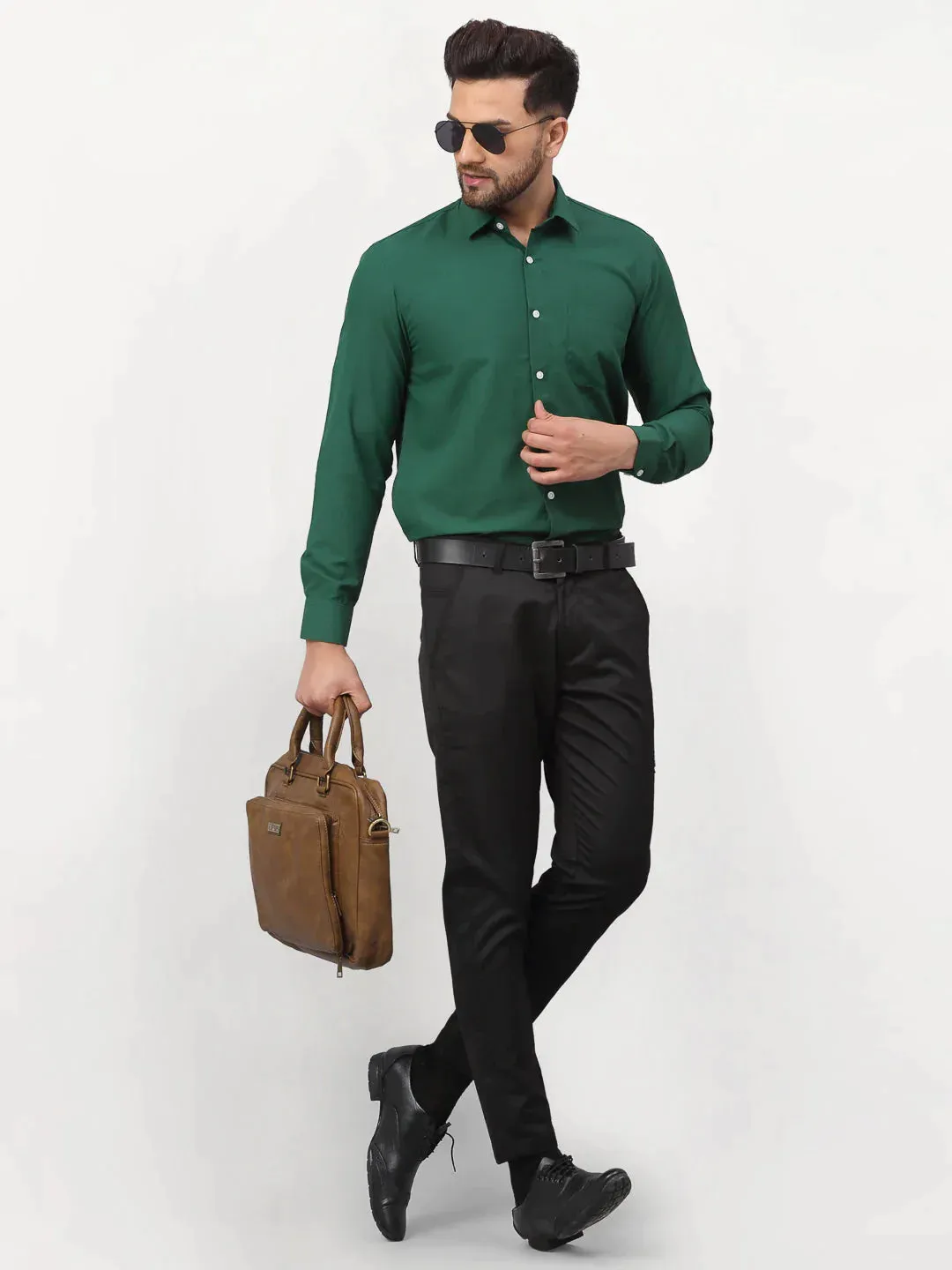 Olive Men'S Solid Formal Shirts