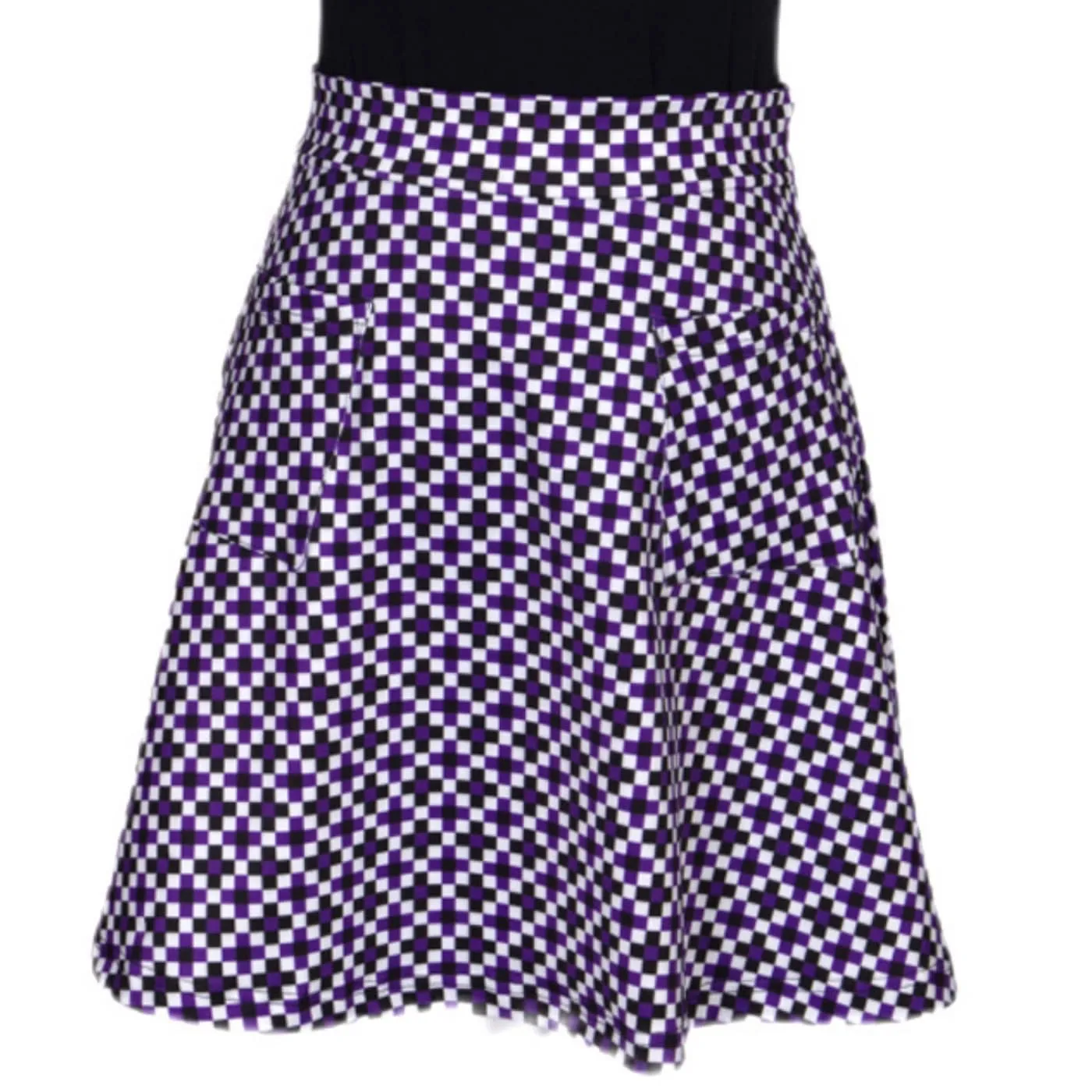 Purple Check Short Skirt With Pockets