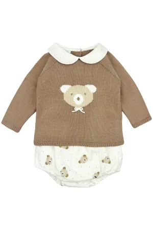 "Marley" Caramel Brown Knit Bear Top & Jam Pants